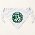 White dog bandana with green Hutch & Waller badge