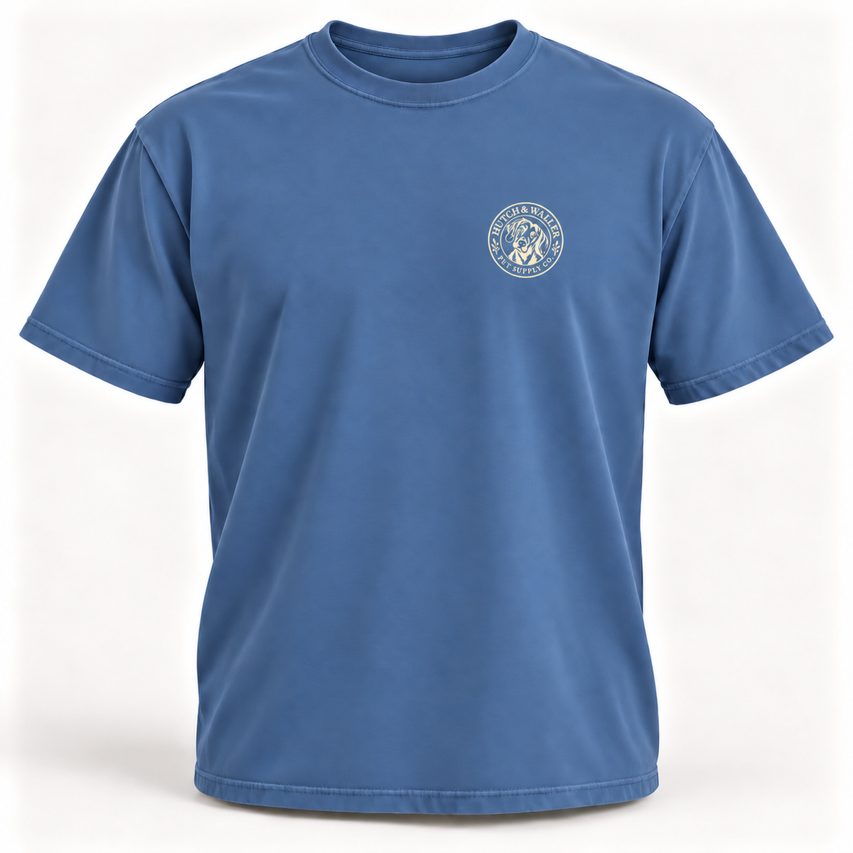 Hutch & Waller Classic Badge T-Shirt in Blue Jean