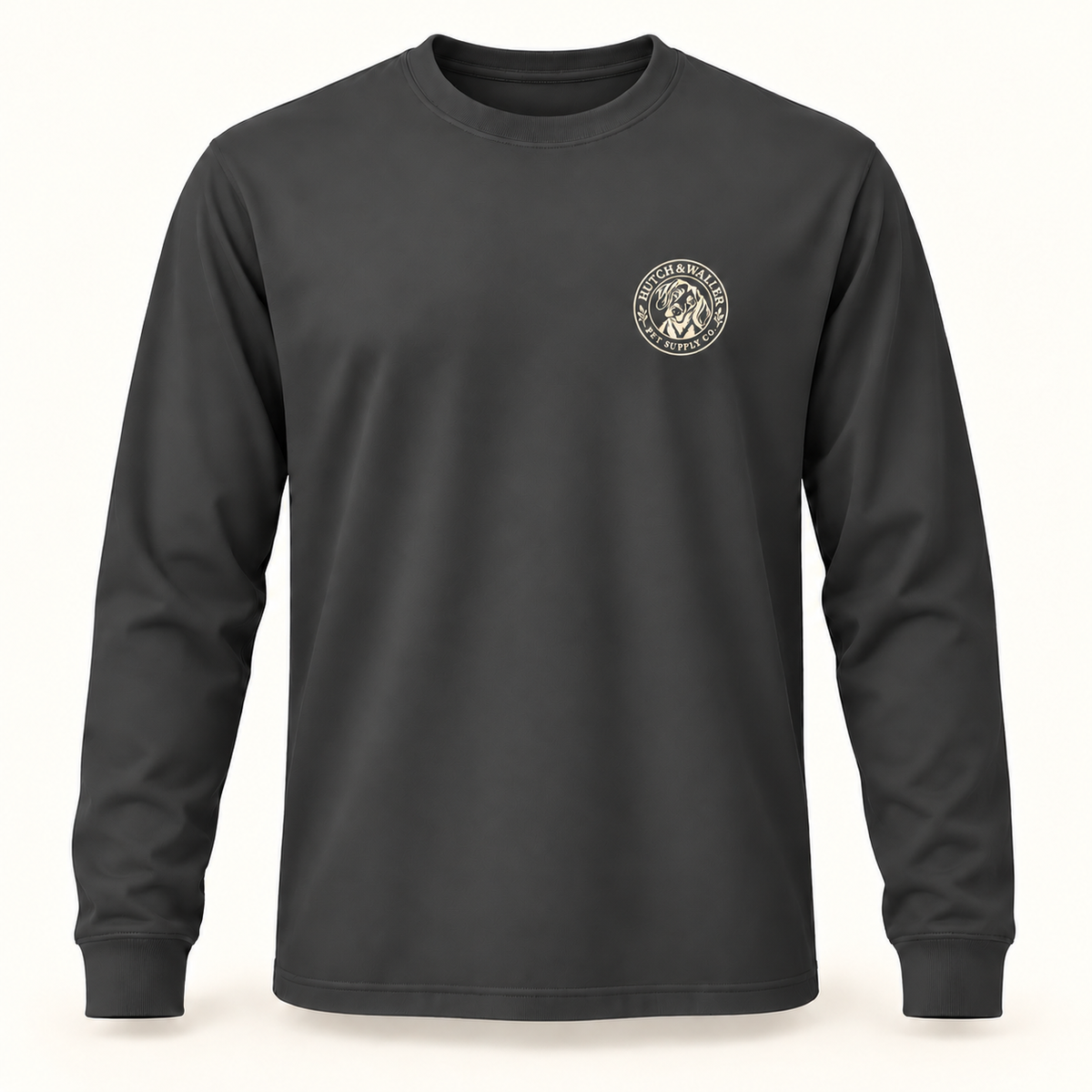 Hutch & Waller Classic Badge Long-Sleeve Tee in Charcoal