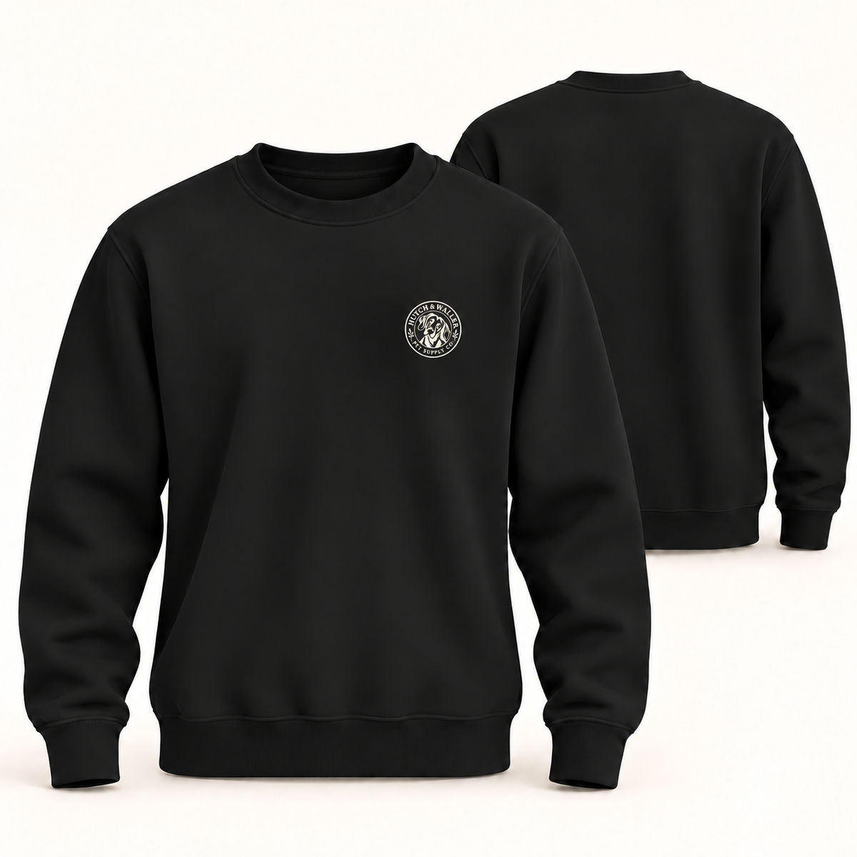 Hutch & Waller Classic Badge Crewneck in Black
