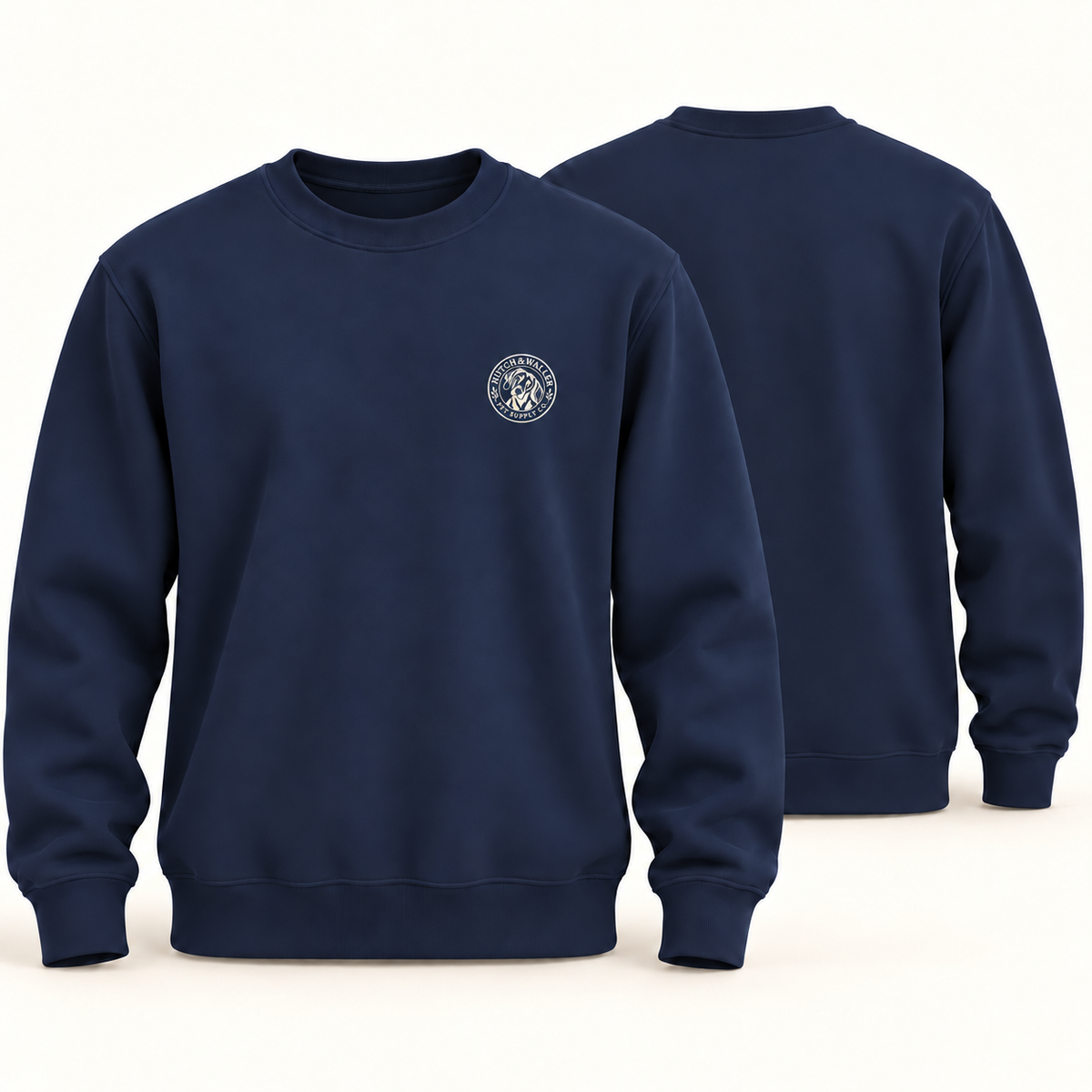Hutch & Waller Classic Badge Crewneck in Navy