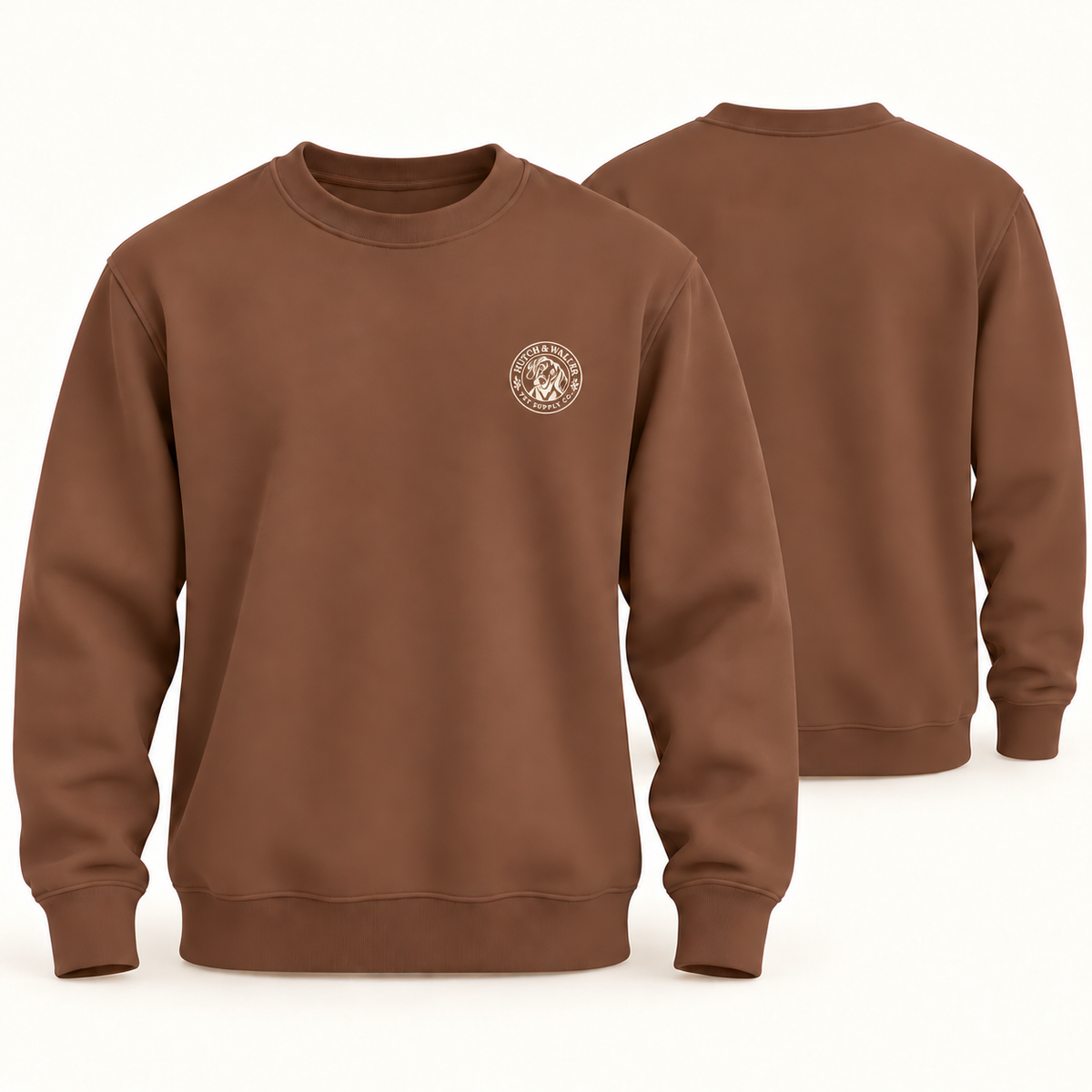 Hutch & Waller Classic Badge Crewneck in Terra Brown