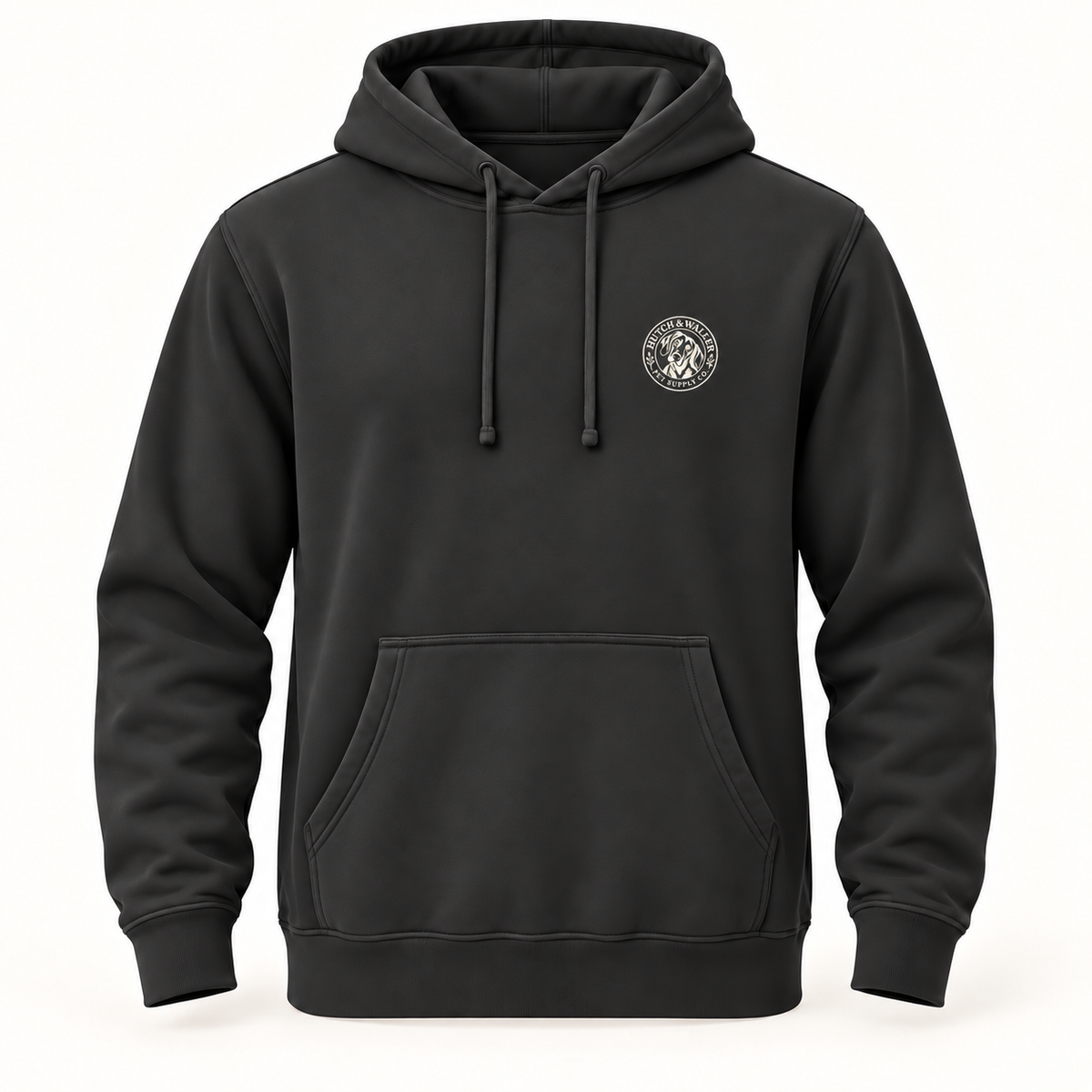 Hutch & Waller Classic Badge Hoodie in Pigment Black