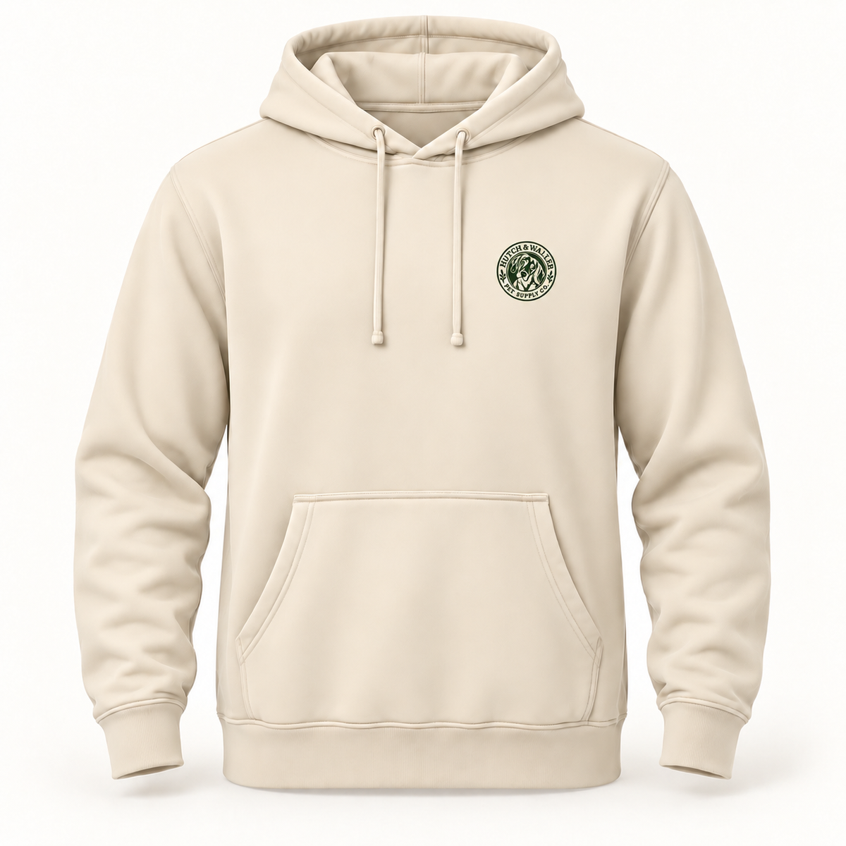 Hutch & Waller Classic Badge Hoodie in Pigment Ivory